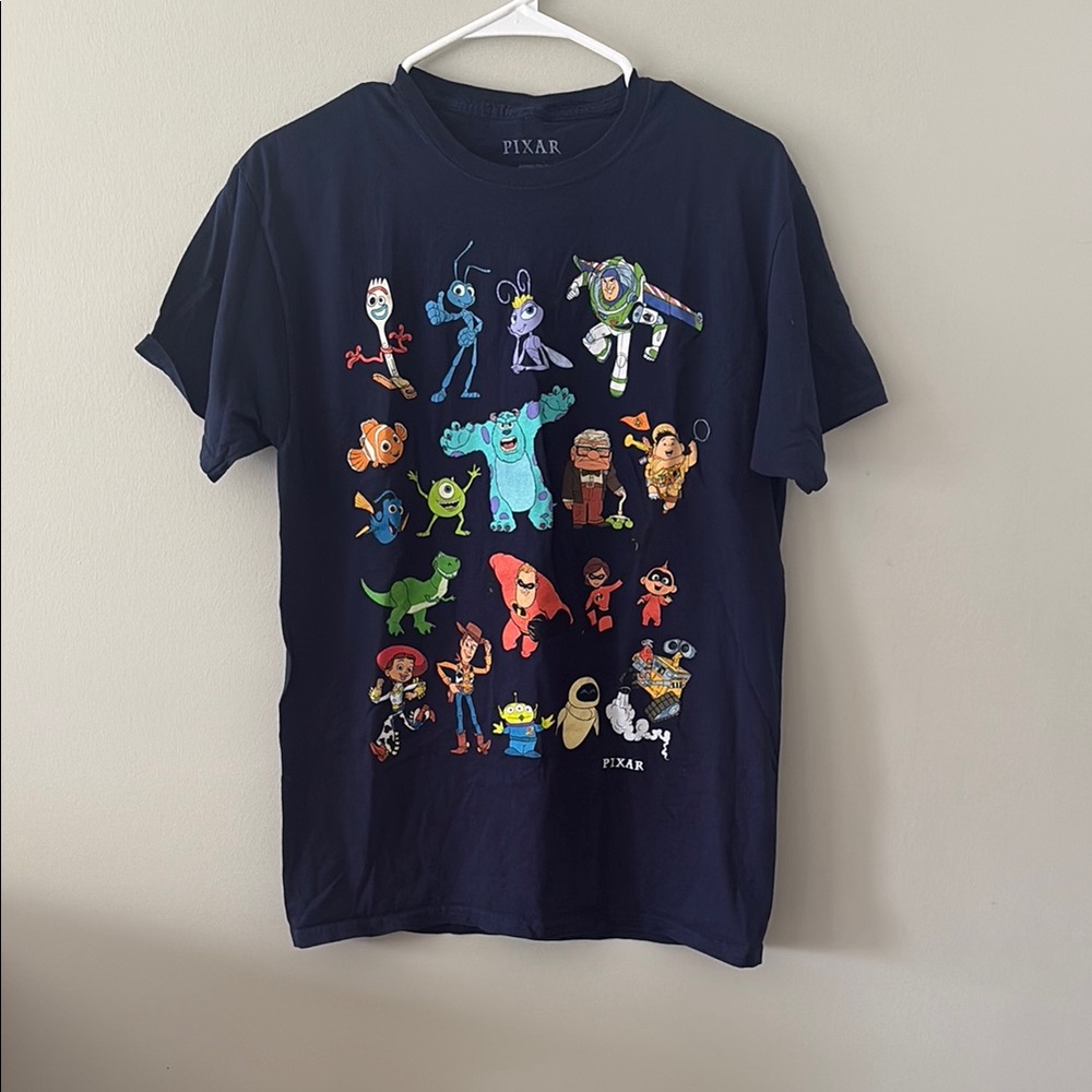 Pixar Navy Blue Womens Short Sleeve Shirt Size M